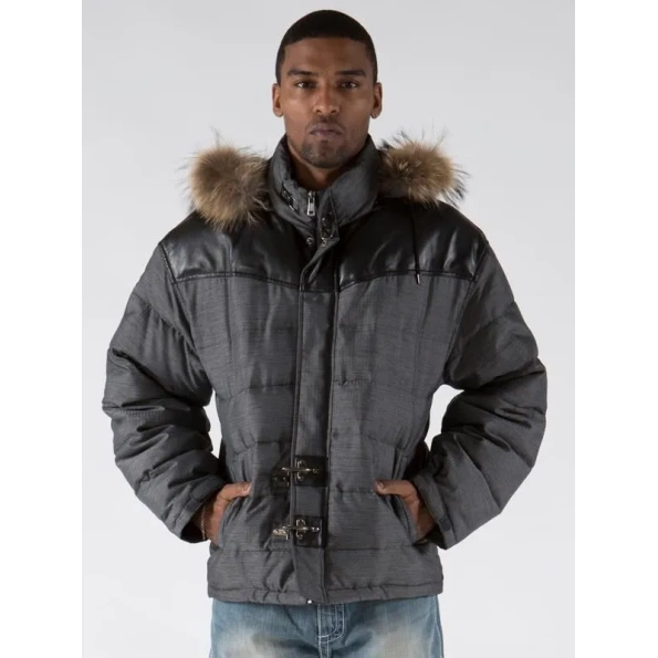 PELLE PELLE GREY FUR PUFFER JACKET