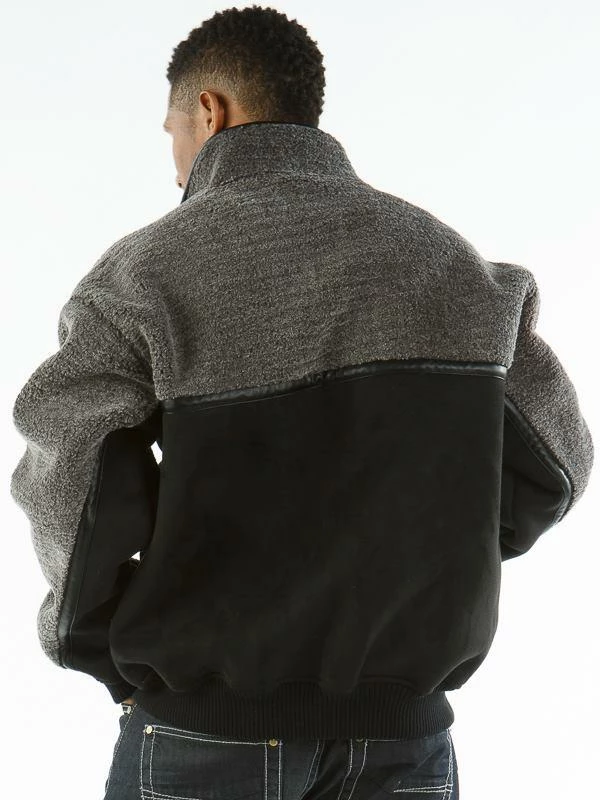 Pelle Pelle Men Grey Black Fur Wool Jacket