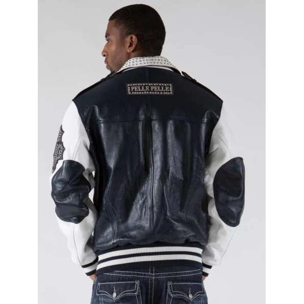 Exclusive Pelle Pelle Varsity Biker Navy Plush Jacket view 2