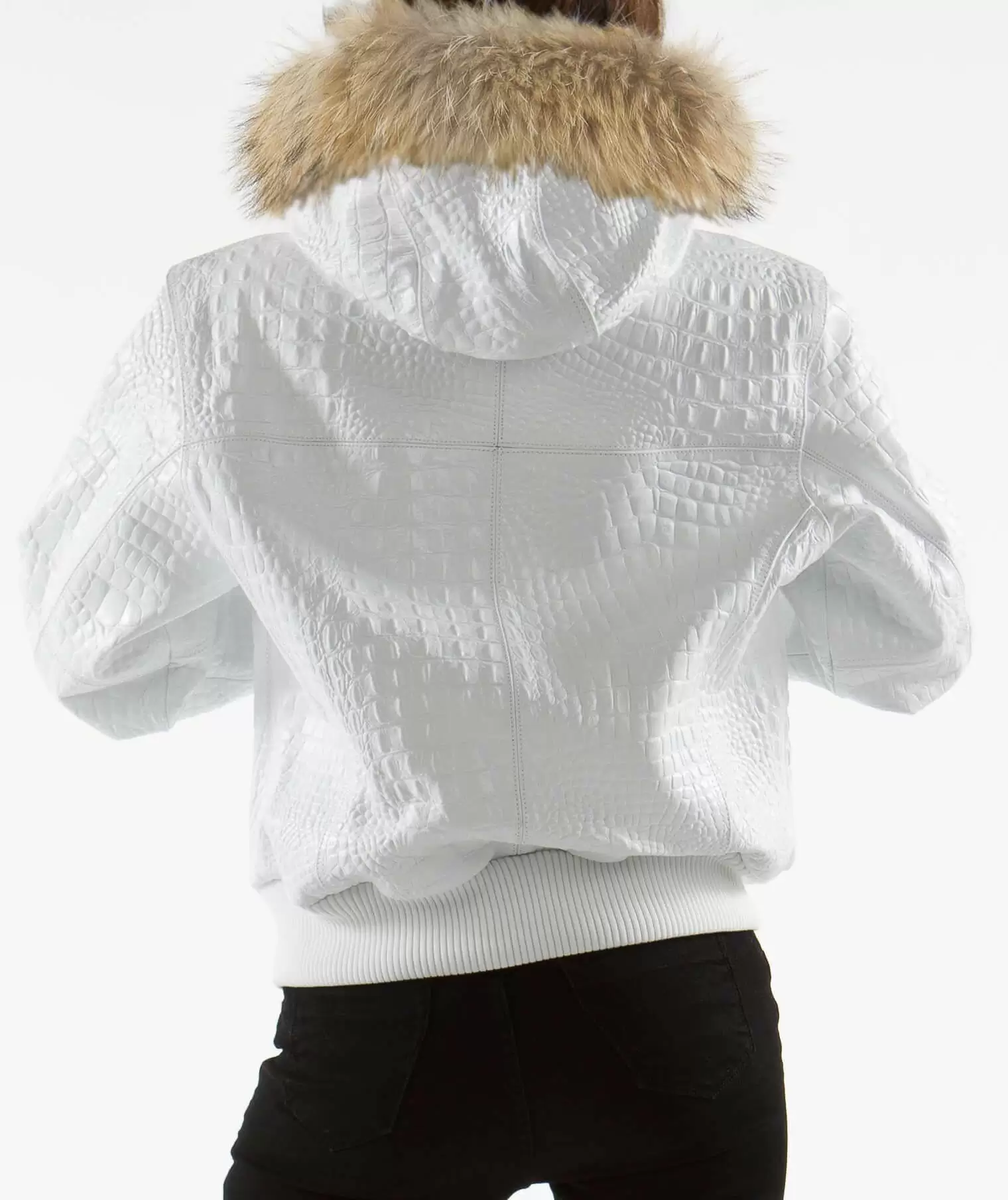 Pelle Pelle White Encrusted Script Leather Hood Jacket view 2