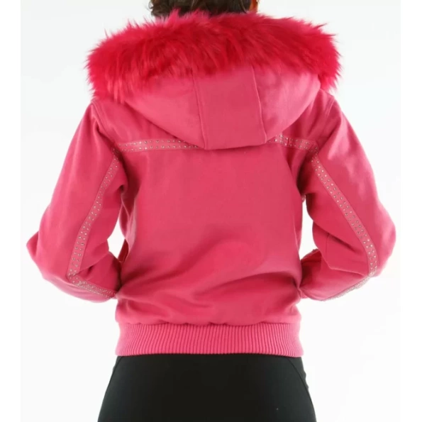 Pelle Pelle Pink Fur Hood Wool Jacket | Women Jacket view 2