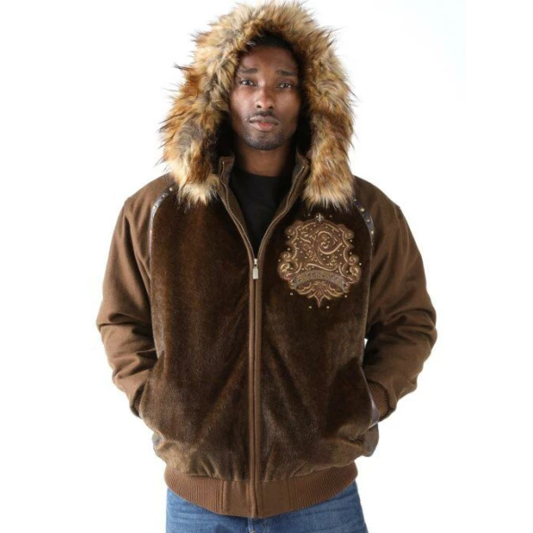 PELLE PELLE BROWN HOODIE WOOL JACKET view 4