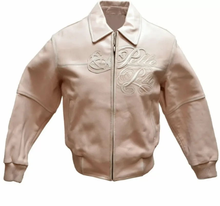 Pelle Pelle Light Pink Embossed Leather Jacket
