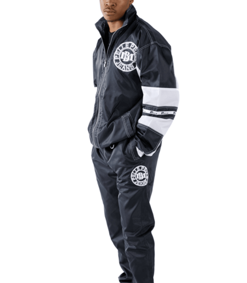 Pelle Pelle Men MB Jeans Nylon Tracksuit | Black Tracksuit view 3