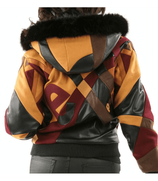 Pelle Pelle Women Abstract Fur Hood Jacket | Wool & Leather view 2