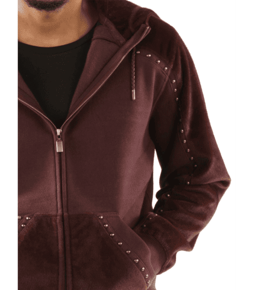 Pelle Pelle Maroon Ornate Wool Jacket | Hood Jacket view 3
