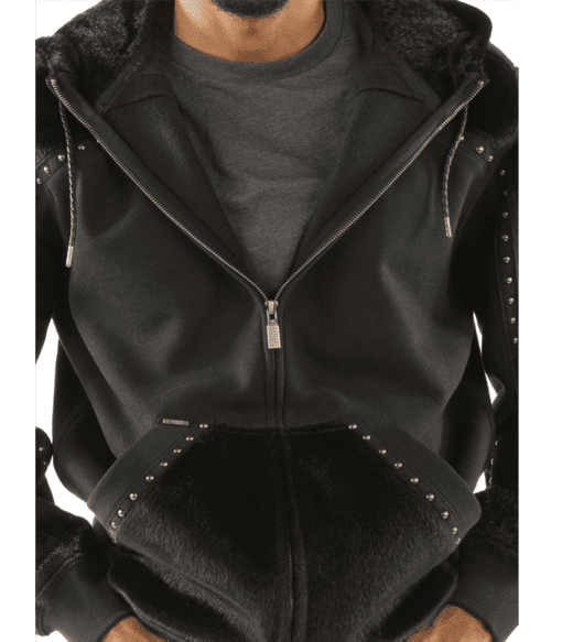 Pelle Pelle Men Black Ornate Wool Jacket | Hood Jacket view 3
