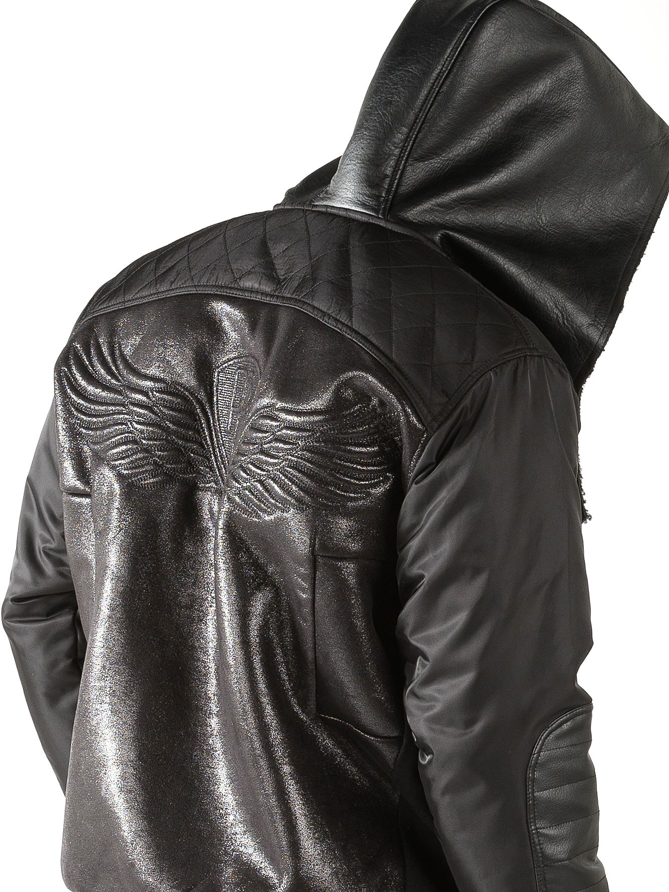 Pelle Pelle Men Wings Leather Hood Jacket | Black Jacket view 3