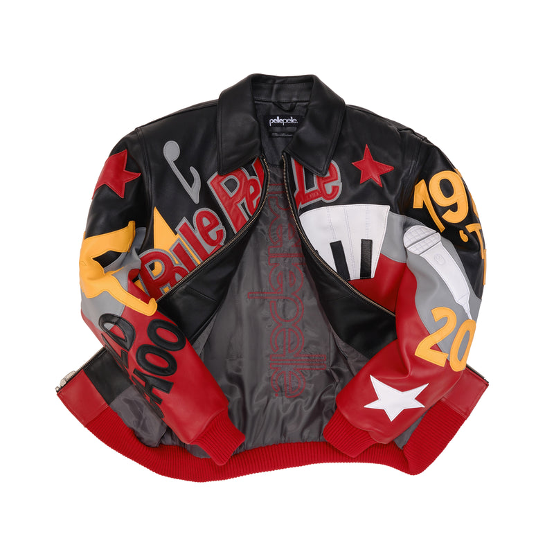 Pelle Pelle Hip Hop Red Black Leather Jacket view 3