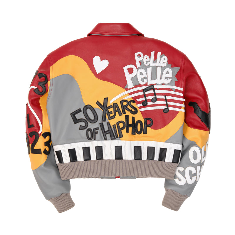 Pelle Pelle HipHop Women Crop Leather Jacket | Red & Grey view 2