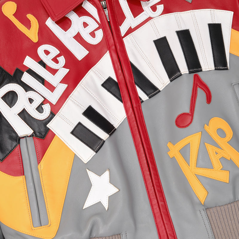 Pelle Pelle HipHop Women Crop Leather Jacket | Red & Grey view 4