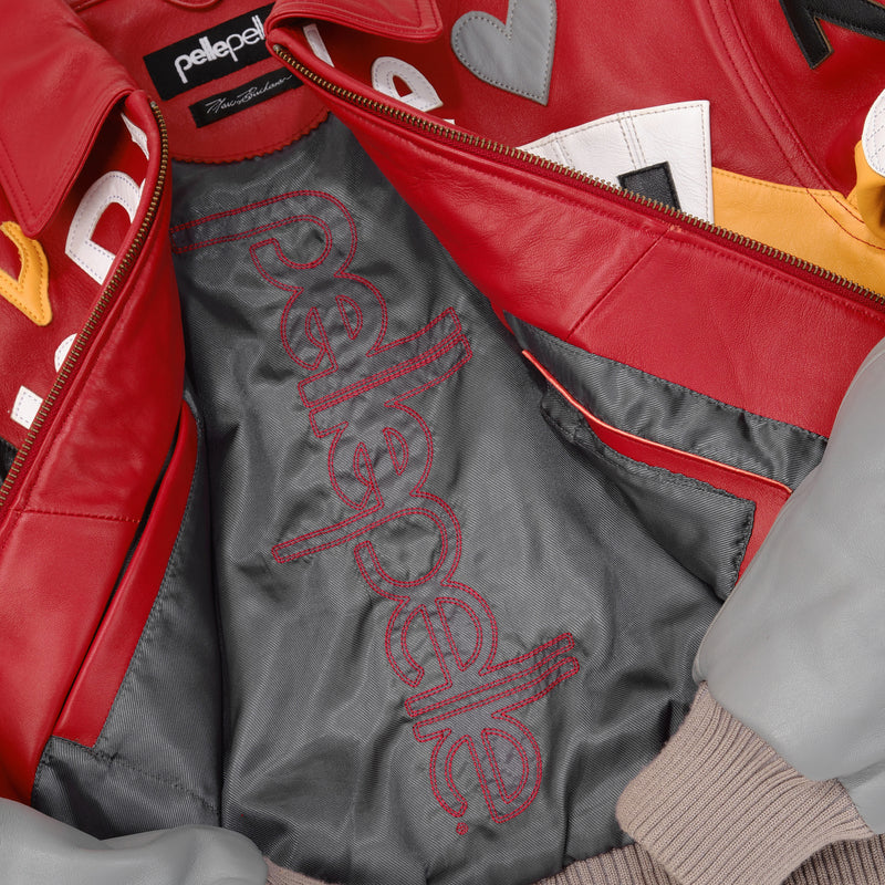 Pelle Pelle HipHop Women Crop Leather Jacket | Red & Grey view 5