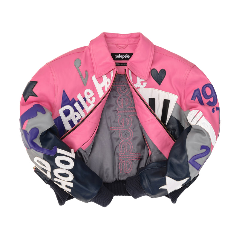 Pelle Pelle HipHop Pink Crop Leather Jacket | Women Jacket view 3