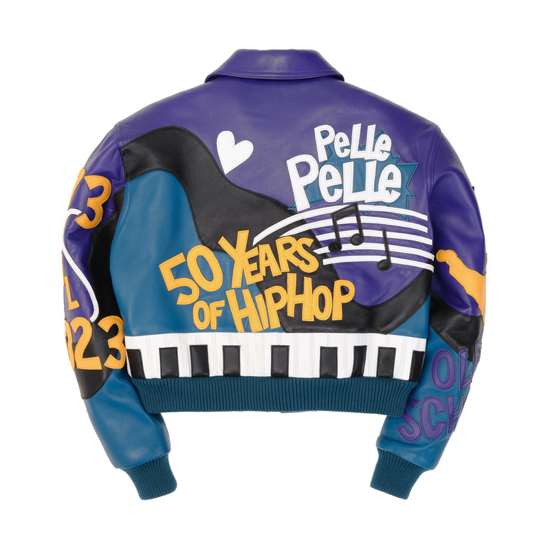 Pelle Pelle Women HipHop Crop Leather Jacket | Purple & Blue view 2