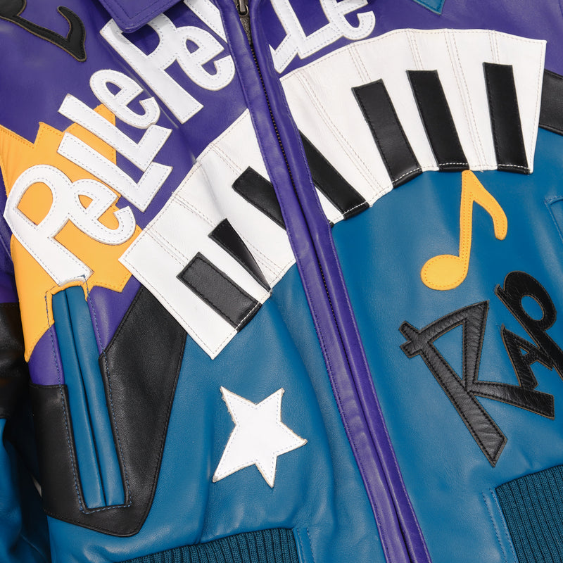 Pelle Pelle Women HipHop Crop Leather Jacket | Purple & Blue view 4