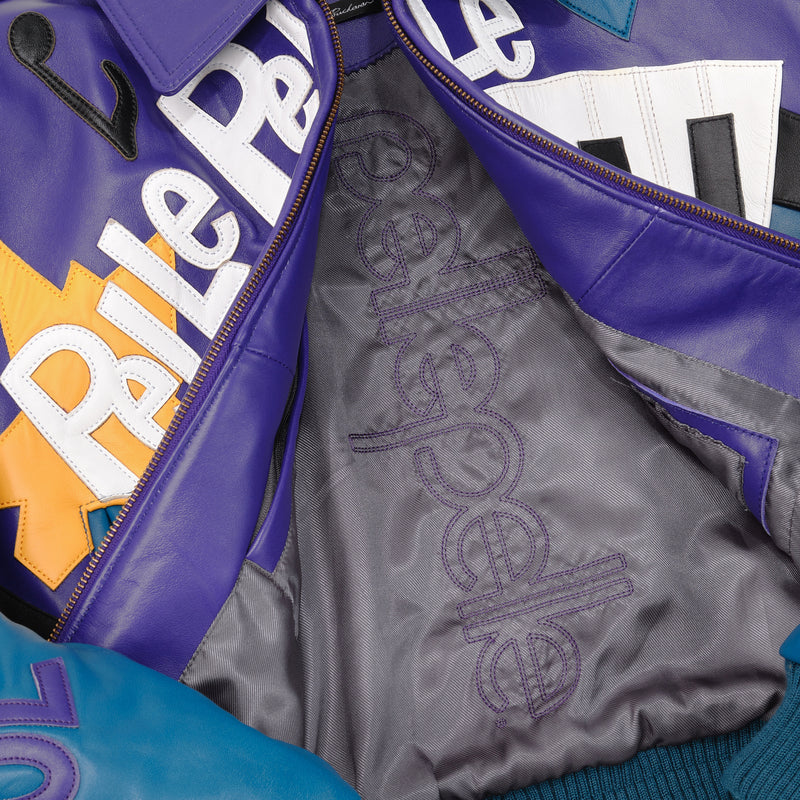 Pelle Pelle Women HipHop Crop Leather Jacket | Purple & Blue view 5