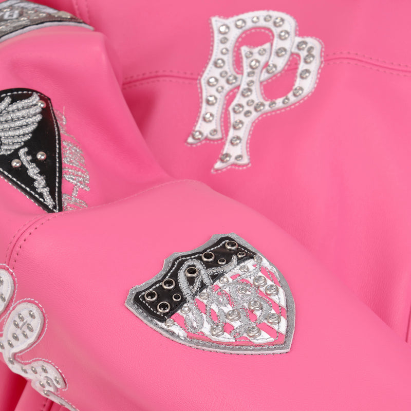 American Bruiser Pink Crop Leather Jacket view 7