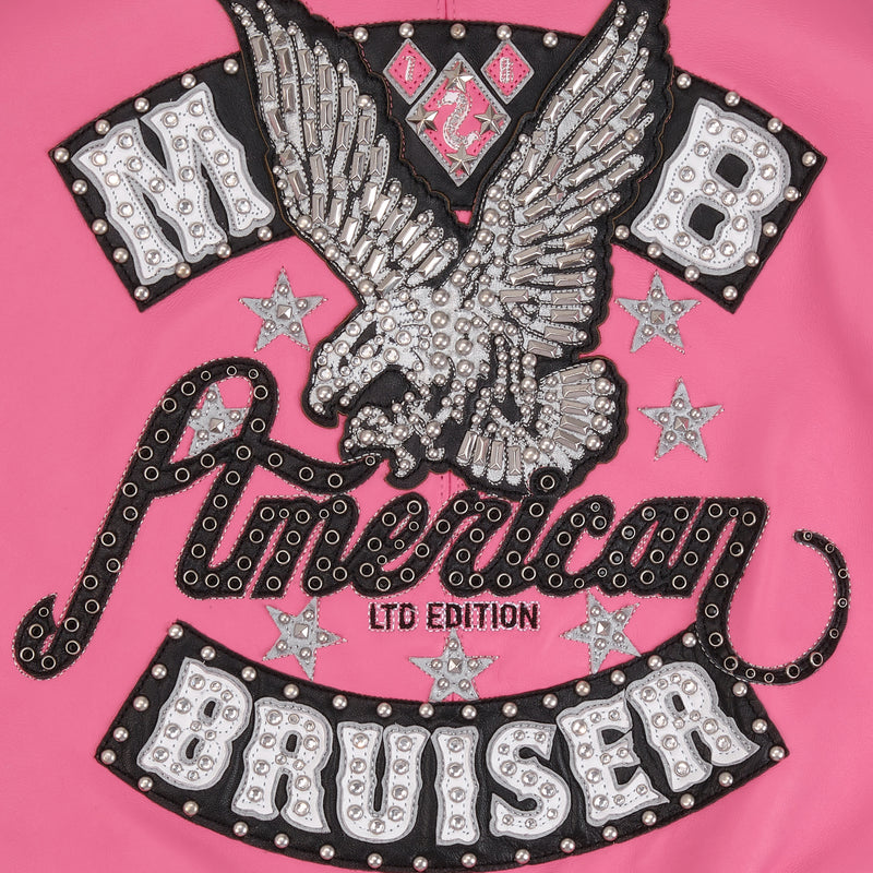 American Bruiser Pink Crop Leather Jacket view 4