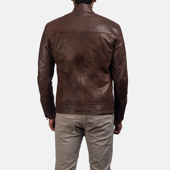 Pelle Pelle Men Plain Biker Leather Jacket | Dark Brown view 2