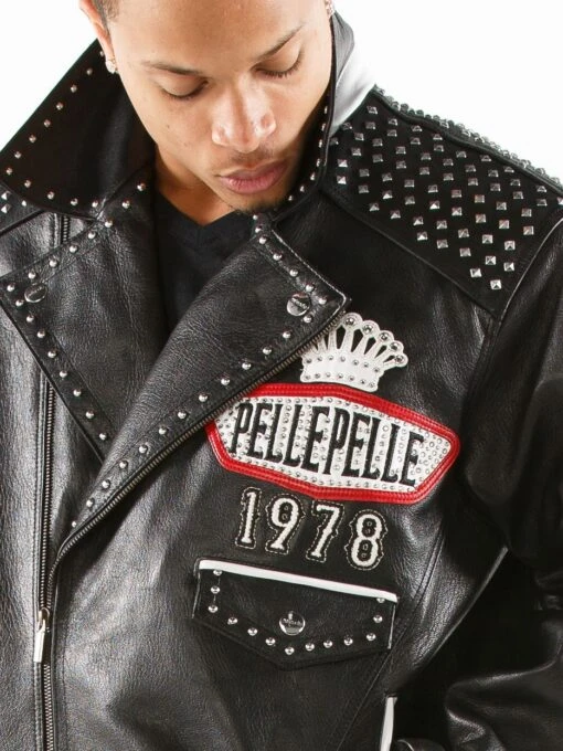 Pelle Pelle Black Lethal Men Leather Jacket | Studs Jacket view 3