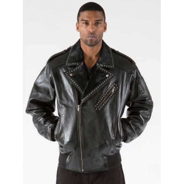 PELLE PELLE SINGLE BREASTED BLACK BIKER LEATHER JACKET view 5