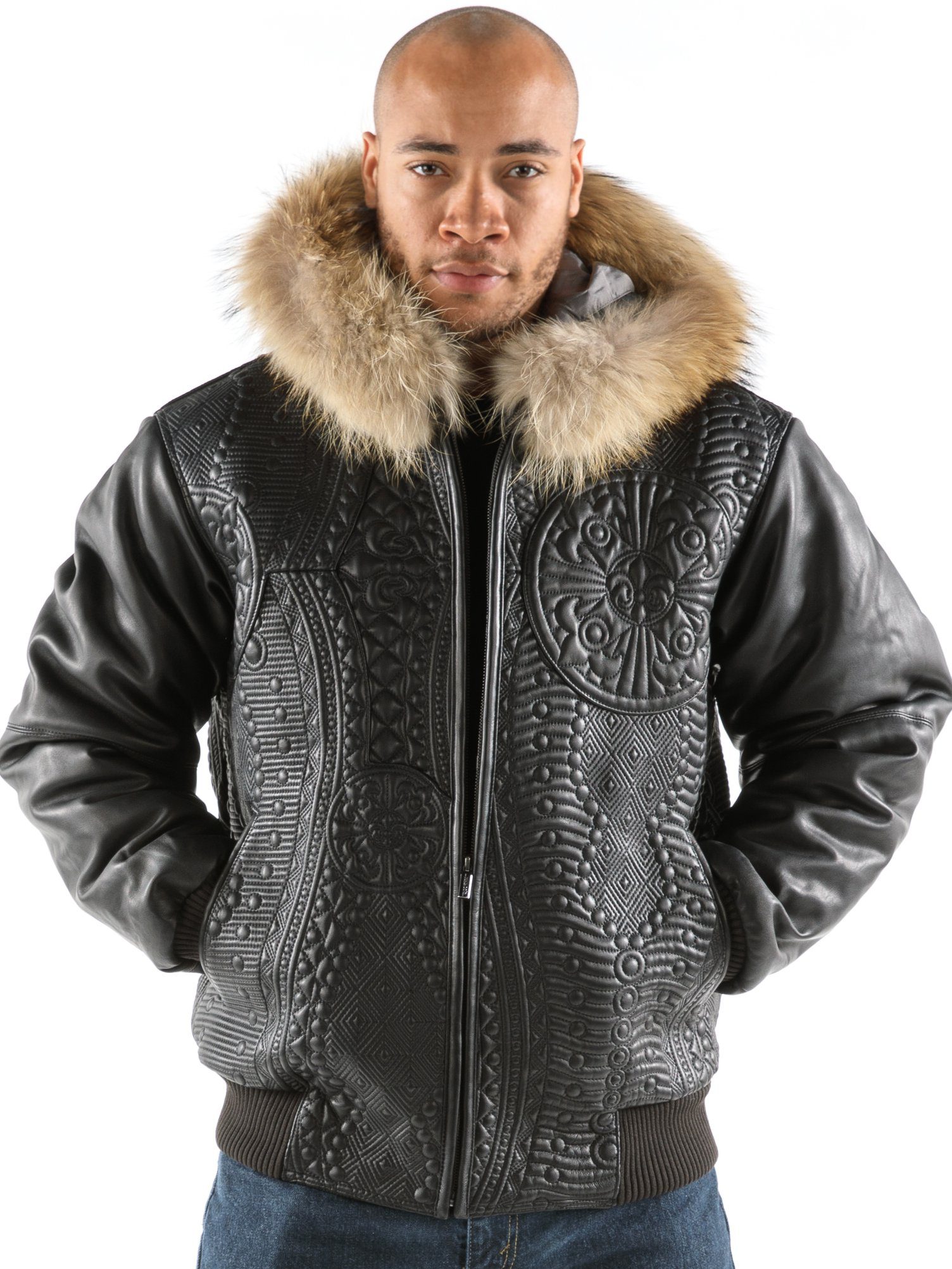 Pelle Pelle Black Encrusted Hooded Jacket view 2