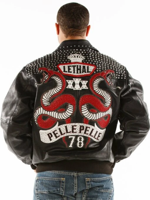 Pelle Pelle Black Lethal Men Leather Jacket | Studs Jacket view 2