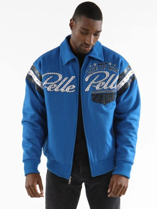 Pelle Pelle Live To Win Blue Wool Jacket | MB Jacket