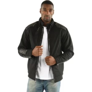 PELLE PELLE BLACK STUDDED WOOL JACKET