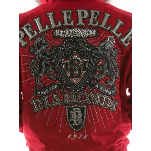 Pelle Pelle Men Red Diamond Wool Jacket | Fur Hood Jacket view 4