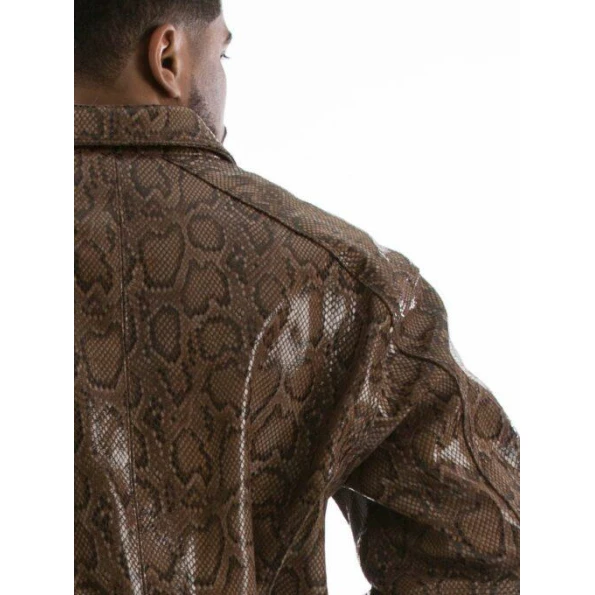 PELLE PELLE PYTHON BROWN LEATHER JACKET view 3