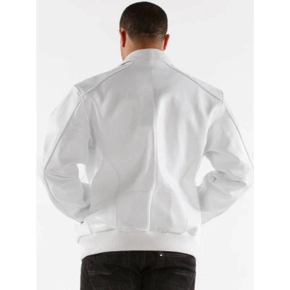 Pelle Pelle Men White Plain Leather Jacket view 2