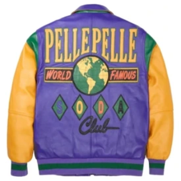 Pelle Pelle Purple Yellow Leather Jacket | Soda Club Jacket view 2