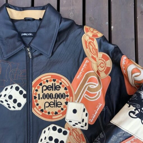Pelle Pelle Dice And Card Black Leather Jacket view 3