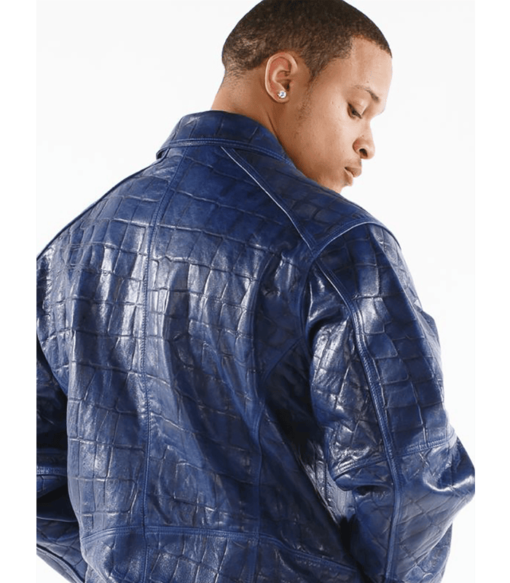 Pelle Pelle Dark Blue Croc Leather Jacket | Men Jacket view 2