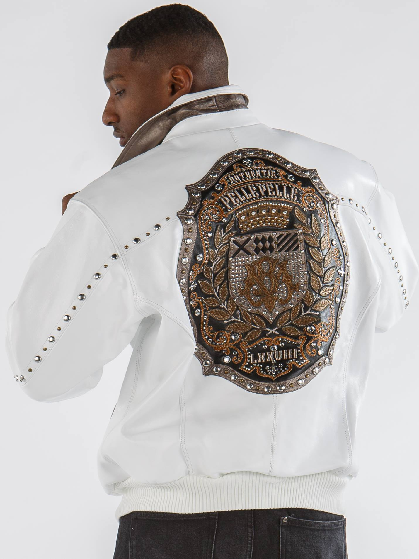 Pelle Pelle Men Emblem MB Leather Jacket | White Jacket view 2
