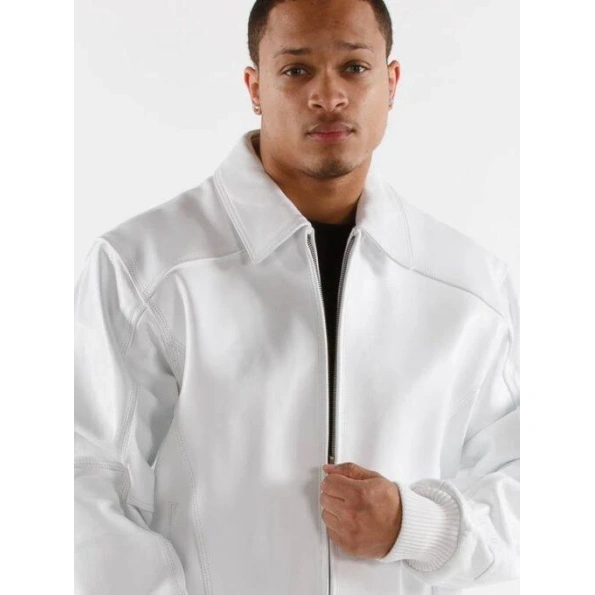 Pelle Pelle Men White Plain Leather Jacket view 3