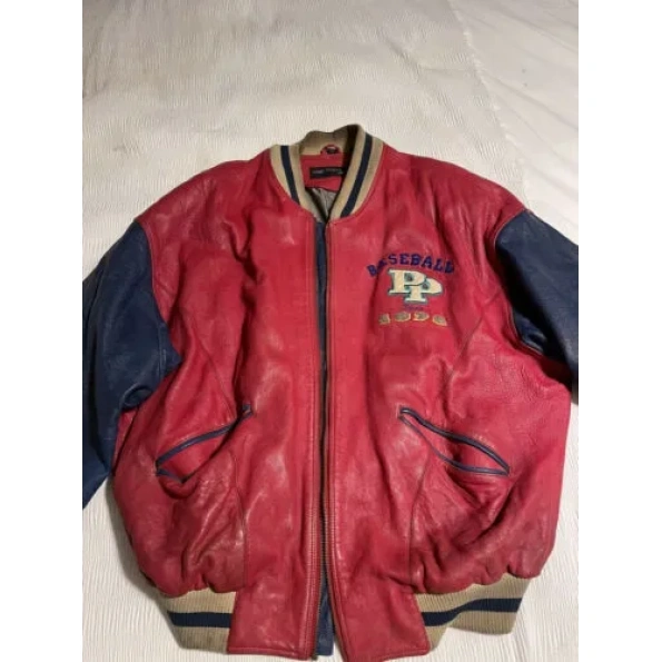 Pelle Pelle Red Baseball Champion MB Jacket | Leather Jacket view 2