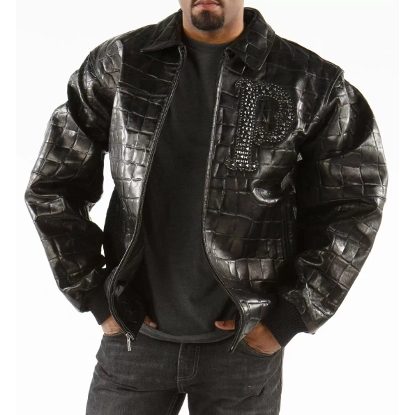 Pelle Pelle Men Immortal Croc Leather Jacket | Black Jacket view 2