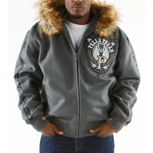 Pelle Pelle Band Of Brothers Fur Hood Jacket | Grey Jacket view 2