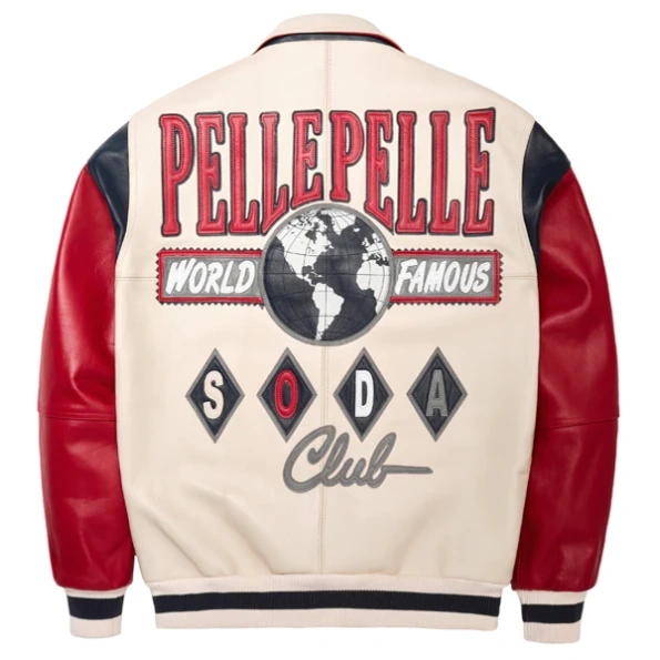 Pelle Pelle World Famous White Varsity Jacket | Soda Club view 2