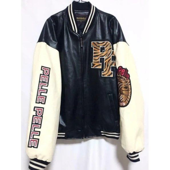 Pelle Pelle Tiger Black Varsity Leather Jacket view 2