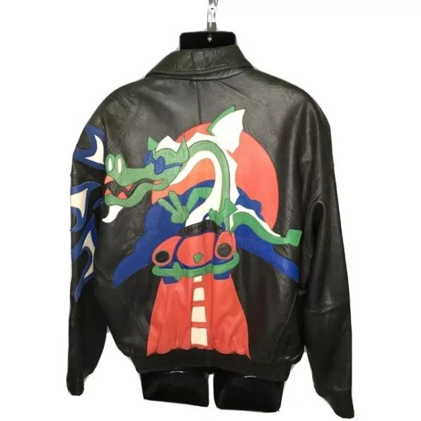 Pelle Pelle Black Cool Dragon Leather Jacket view 2