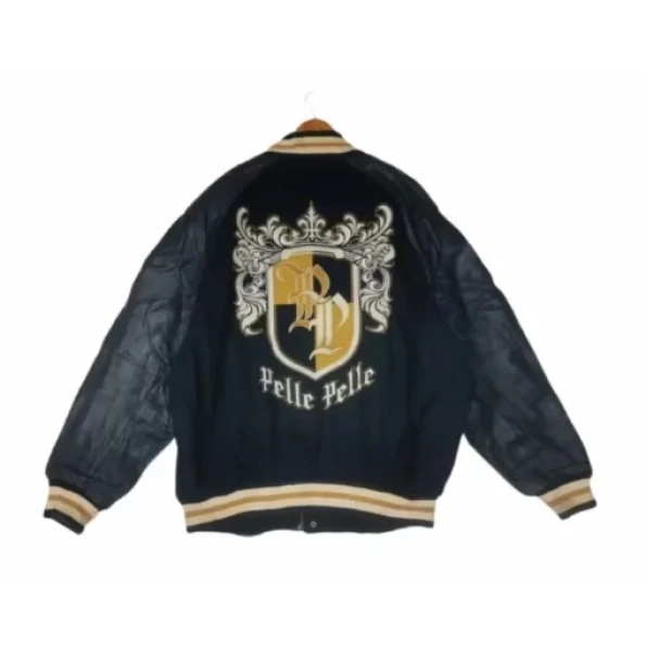 Pelle Pelle Black Leather Wool Varsity Jacket view 2