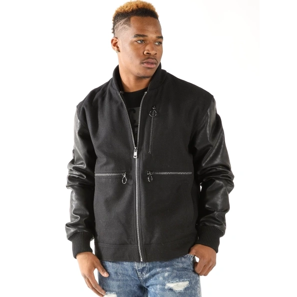 Pelle Pelle Men Wool Leather Black Jacket view 3