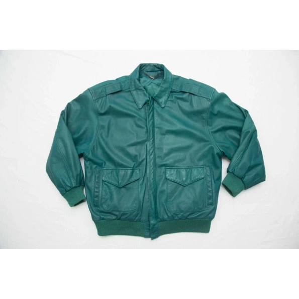 Pelle Pelle Emerald Green Leather Jacket | Bomber Jacket view 2