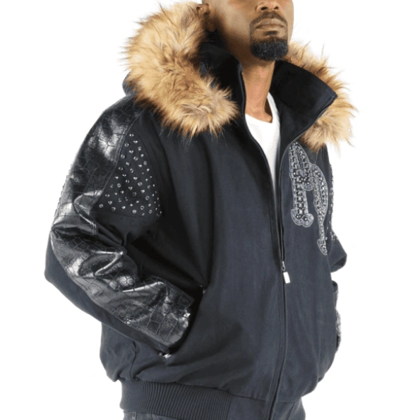 Pelle Pelle Men Airborne Navy Blue Jacket | Fur Hood Jacket view 2
