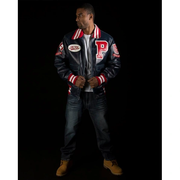 Pelle Pelle Varsity Leather Navy Blue Jacket | Men Jacket view 2
