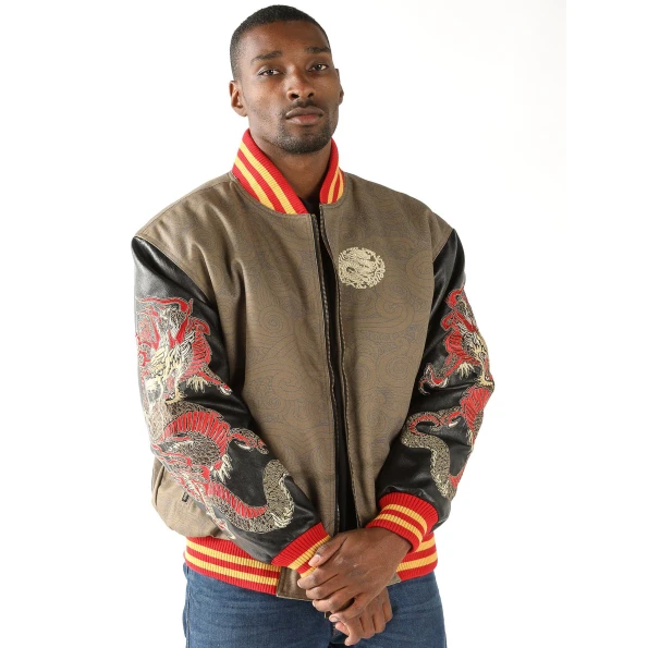 Pelle Pelle Men Black And Brown Varsity Jacket view 2