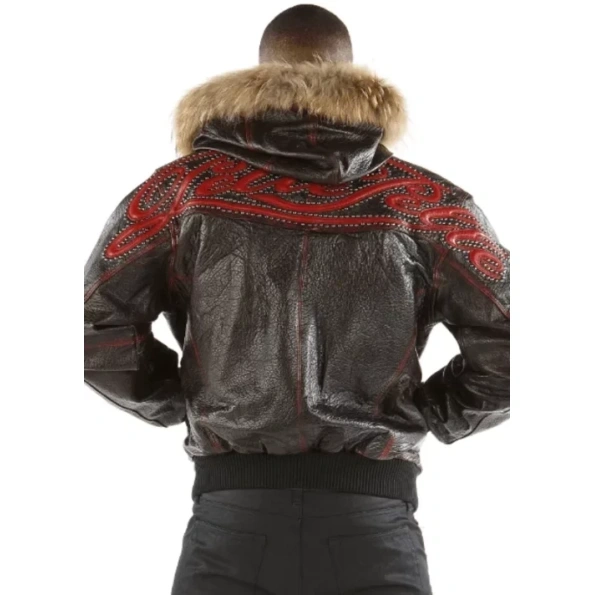 Pelle Pelle Men Dark Brown Scripted Jacket | Fur Hood Jacket view 2